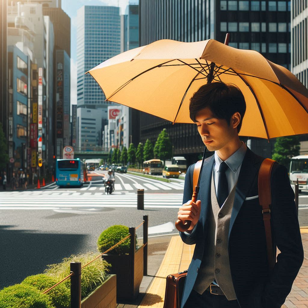 日傘をさす男性