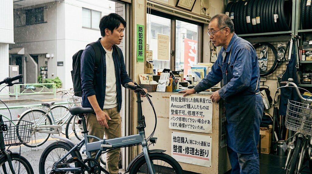 Amazonで買った自転車は整備、修理お断り