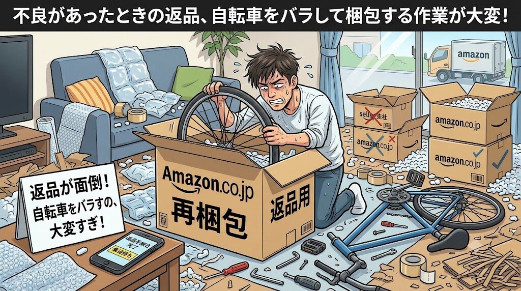 Amazonの自転車は不良があったときの返品作業が面倒