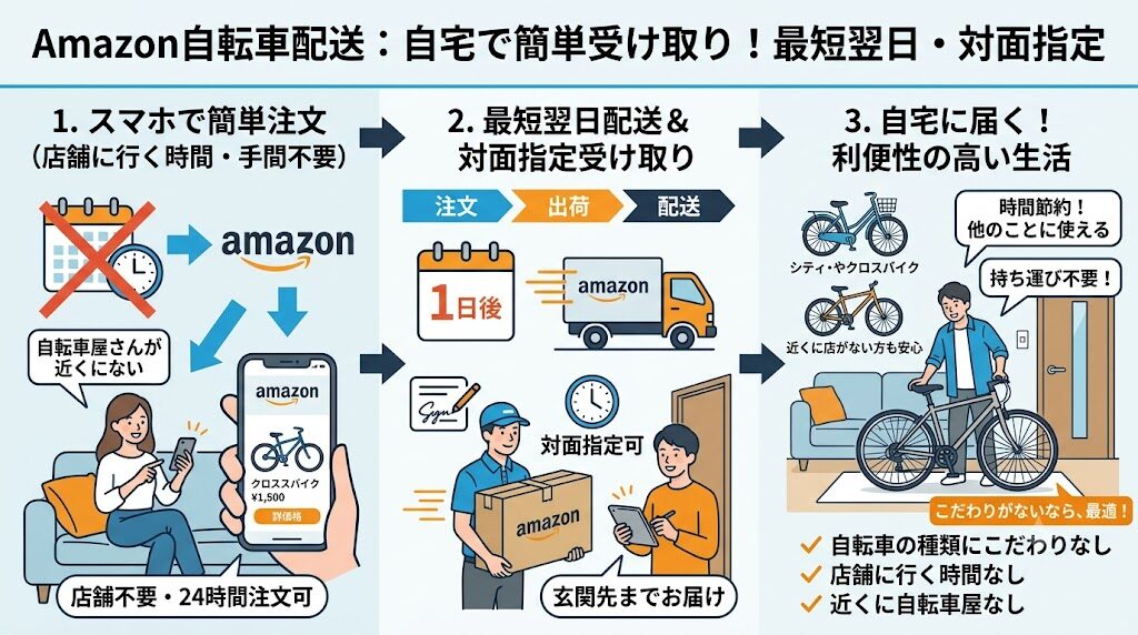 Amazonの自転車は自宅に届けてくれる