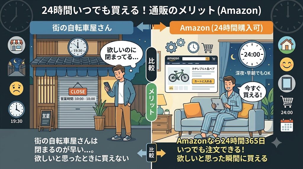 Amazonなら24時間いつでも自転車が買える